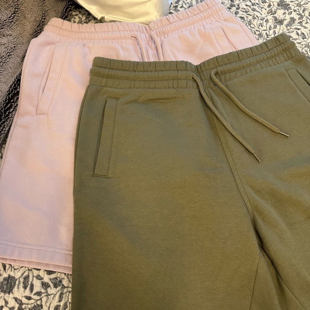 H&M Light Pink and Olive Athletic Shorts